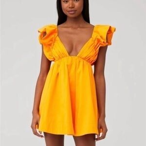 For Love And Lemons Bright Orange Mini Dress